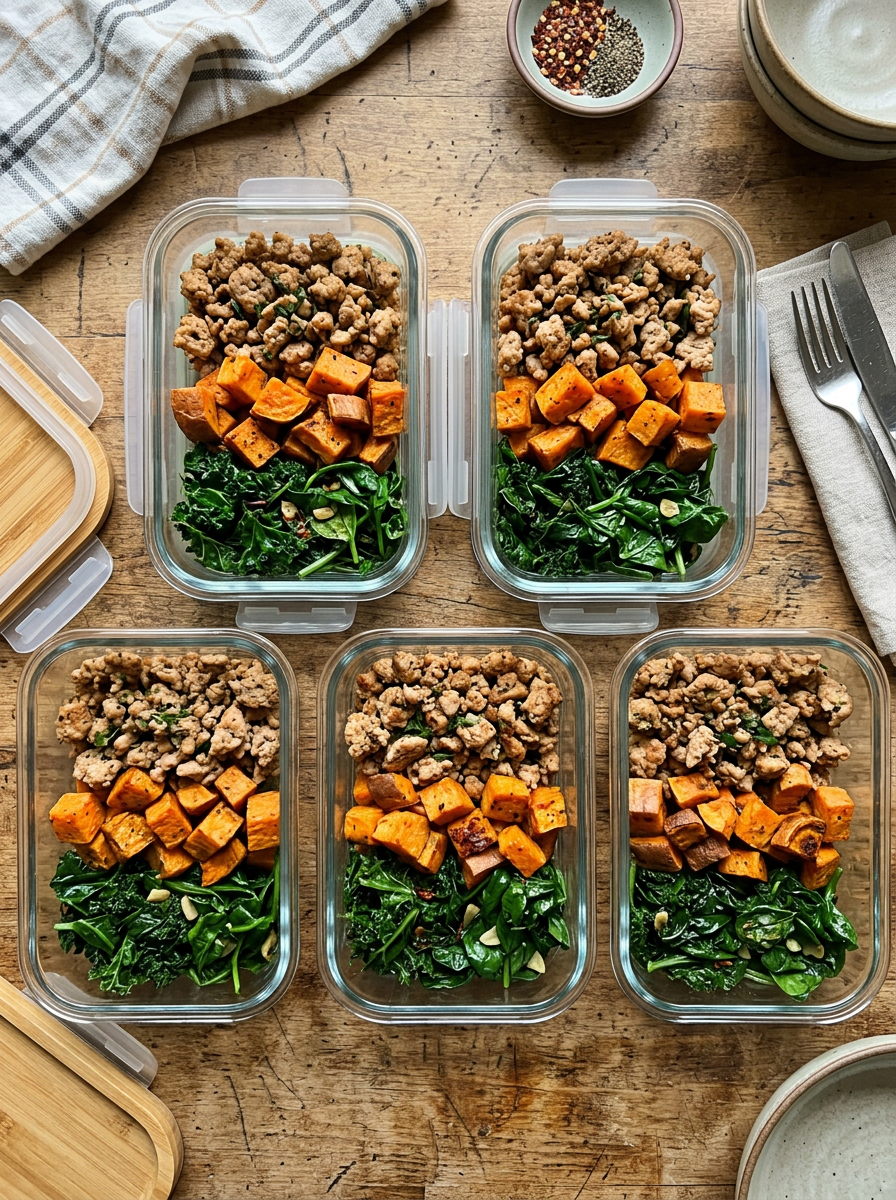 Whole30 Meal Prep Ground Turkey and Sweet Potato Bowls